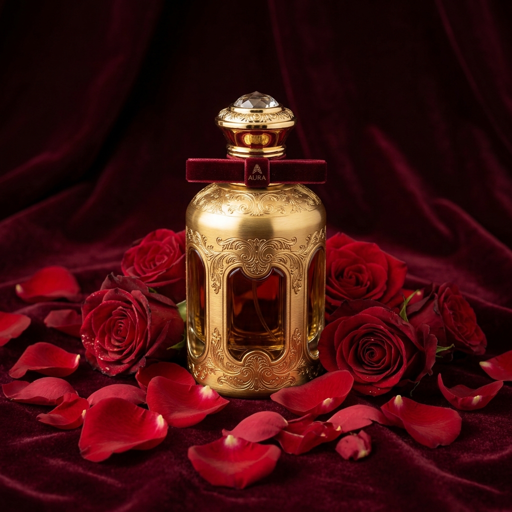 Luxury gold perfume bottle representing Perfume Workshop in Italy